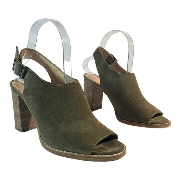 Madewell Size 7 The Cary Sandal in Green Suede Block Heels G1980 - Picture 1 of 7